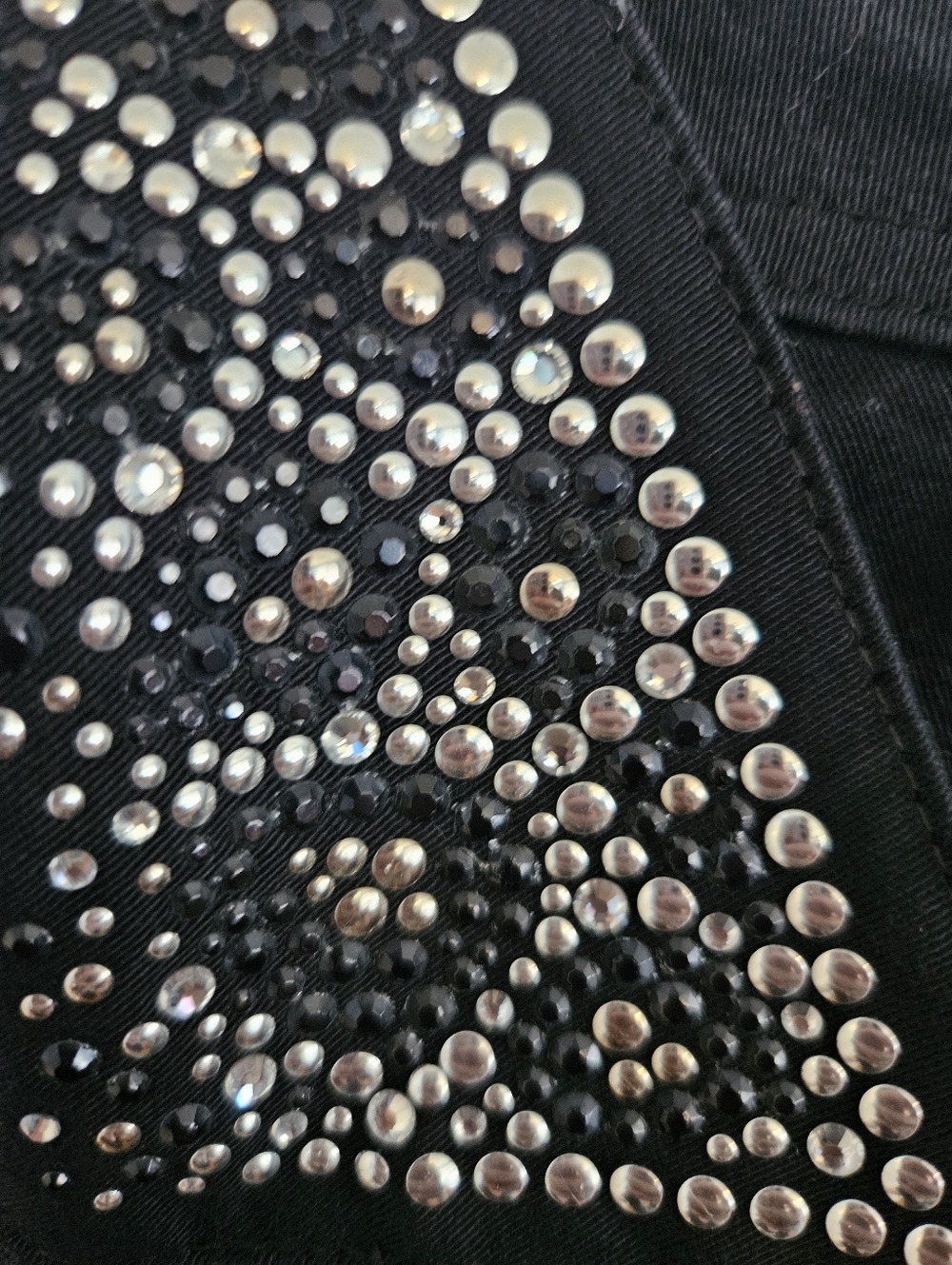 Christine Alexander Black Embellished Jean Jacket with Silver Accents - Picture 3 of 11